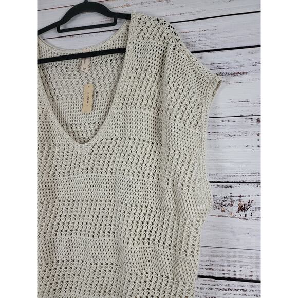 NWT Cacique Swimsuit Cover Up 26/28 Womens Plus Size Cream V Neck Pullover - Picture 3 of 7